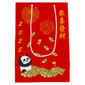 Chinees Nieuwjaar van de Slang 2025 Panda Medium Cadeauzakje (Achterkant)