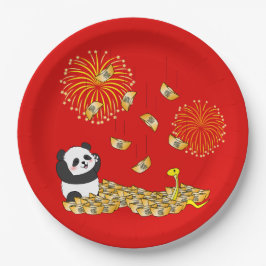 Chinees Nieuwjaar van de Slang 2025 Panda Papieren Bordje
