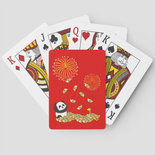 Chinees Nieuwjaar van de Slang 2025 Panda Pokerkaarten (Achterkant)