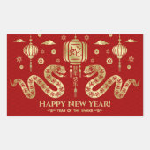 Chinees Nieuwjaar van de Slang 2025 Rechthoekige Sticker (Voorkant)