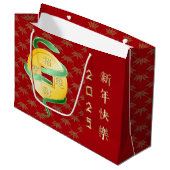 Chinees Nieuwjaar van de Slang 2025 Rijkdom Groot Cadeauzakje (Voorkant Gekanteld)