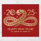 Chinees Nieuwjaar van de Slang 2025 Sparkling Wijnetiket (Enkel label)
