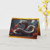 Chinees Nieuwjaar van de Slang 2025 Wood HGC Kaart (Gele Bloem)