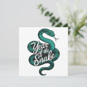 Chinees Nieuwjaar van de Slang Blauwgroen Wit Kaart (Staand voorkant)