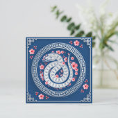 Chinees Nieuwjaar van de Slang met bloemen Kaart (Staand voorkant)