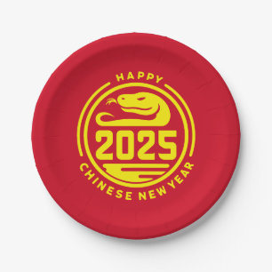 Chinees Nieuwjaar van de Slang Modern Red Gold 202 Papieren Bordje