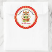 Chinees Nieuwjaar van de Slang Schattige Ronde Sticker (Tas)