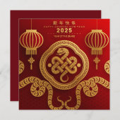 Chinees Nieuwjaar van de Slang Uitnodiging (Voorkant / Achterkant)