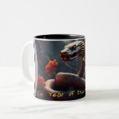 Chinees Nieuwjaar van de Slang Zodiac Verjaardag M Tweekleurige Koffiemok (Voorkant links)