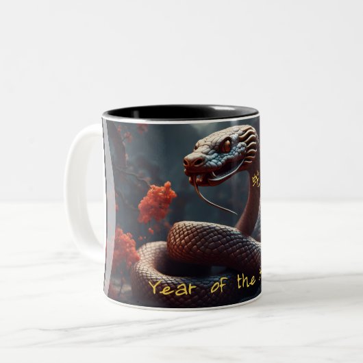 Chinees Nieuwjaar van de Slang Zodiac Verjaardag M Tweekleurige Koffiemok (Voorkant links)