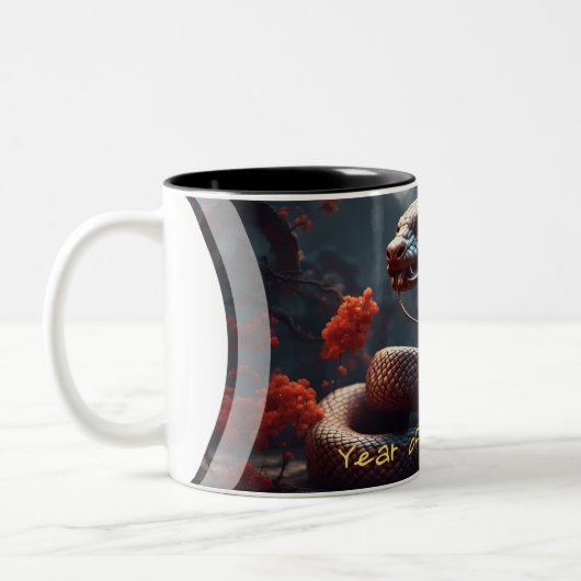 Chinees Nieuwjaar van de Slang Zodiac Verjaardag M Tweekleurige Koffiemok (Links)