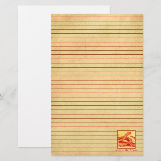 Chinees Nieuwjaar van de Snake Red Lined Briefpapier (Voorkant / Achterkant)