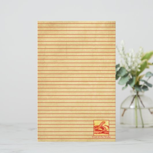 Chinees Nieuwjaar van de Snake Red Lined Briefpapier (Staand voorkant)