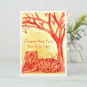 Chinees Nieuwjaar van de Tiger Cat Red Party Kaart (Staand voorkant)