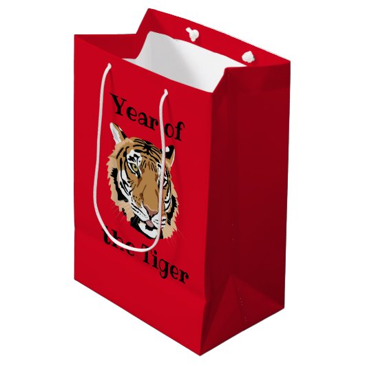 Chinees nieuwjaar van de Tiger Design Gift Bag Medium Cadeauzakje (Voorkant Gekanteld)