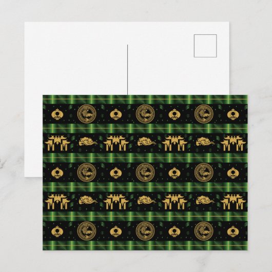 Chinees Nieuwjaar van de Tiger Green Pattern Briefkaart (Voorkant / Achterkant)