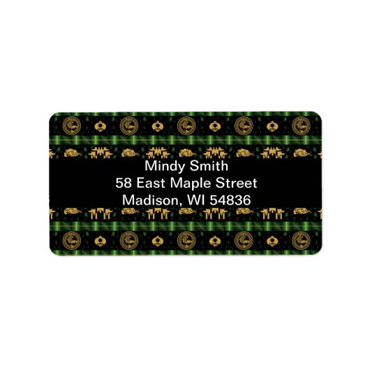 Chinees Nieuwjaar van de Tiger Green Pattern Etiket (Voorkant)