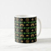 Chinees Nieuwjaar van de Tiger Green Pattern Koffiemok (Voorkant rechts)