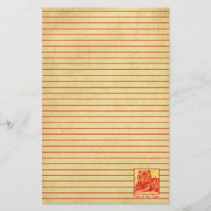 Chinees Nieuwjaar van de Tiger Wildlife Red Line Briefpapier