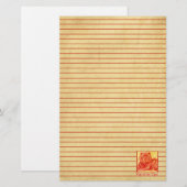 Chinees Nieuwjaar van de Tiger Wildlife Red Line Briefpapier (Voorkant / Achterkant)