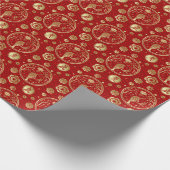 Chinees nieuwjaar van de tijger 2022 - Rood en gou Cadeaupapier (Hoek)