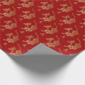 Chinees nieuwjaar van de tijger 2022 - Rood en gou Cadeaupapier (Hoek)