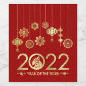 Chinees nieuwjaar van de tijger 2022 wijn etiket (Enkel label)