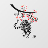 Chinees nieuwjaar van de tijger en de rode bloesem raamsticker (Vel)