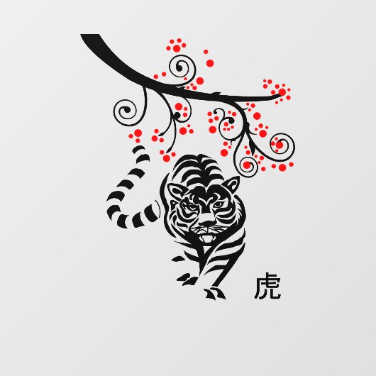 Chinees nieuwjaar van de tijger en de rode bloesem raamsticker (Vel)