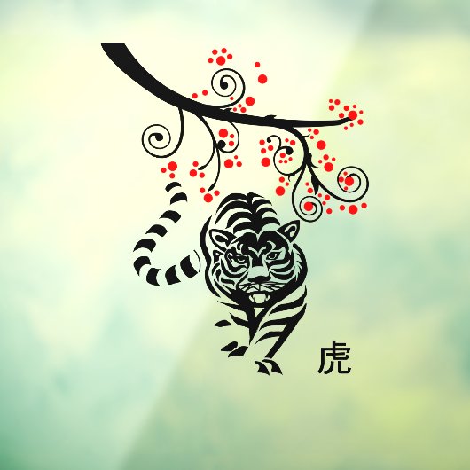 Chinees nieuwjaar van de tijger en de rode bloesem raamsticker (Vel 3)