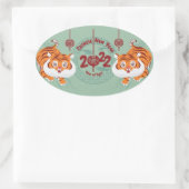 Chinees nieuwjaar van de tijger ovale sticker (Tas)