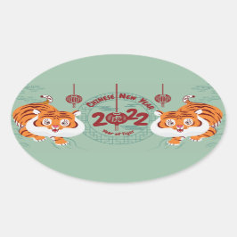 Chinees nieuwjaar van de tijger ovale sticker