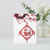 Chinees nieuwjaar van de tijgerboom bloesems briefkaart (Staand voorkant)