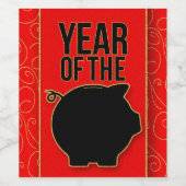 Chinees nieuwjaar van de zwarte roodbruin wijn etiket (Enkel label)