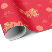 Chinees Nieuwjaar van Dragon Heerlijke Wolken Rood Cadeaupapier (Rol Hoek)