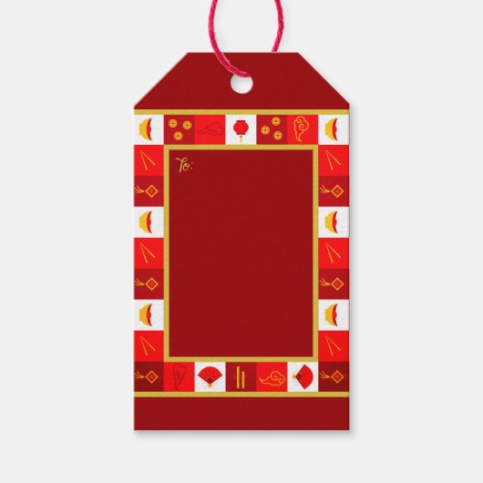 Chinees nieuwjaar van goede fortuinen cadeaulabel (Voorkant)