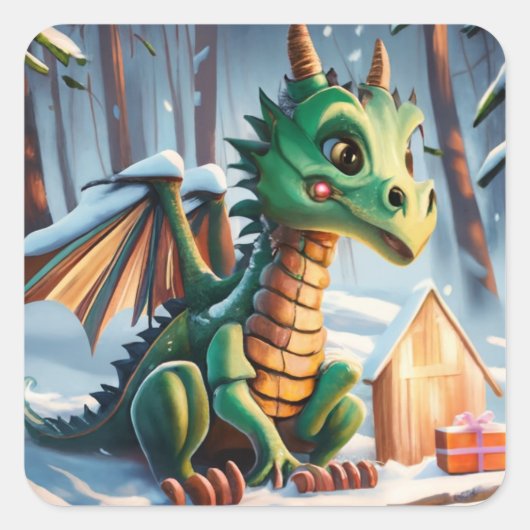 Chinees Nieuwjaar van het Dragon Sandstone Onderze Vierkante Sticker (Voorkant)