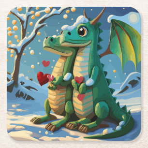 Chinees Nieuwjaar van het Drakenpaar Kartonnen Onderzetters