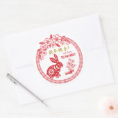 Chinees nieuwjaar van het konijn op maat ronde sticker (Envelop)