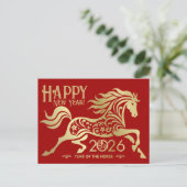 Chinees Nieuwjaar van het Paard 2026 Briefkaart (Staand voorkant)
