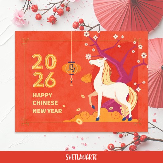 Chinees Nieuwjaar van het Paard 2026 Briefkaart