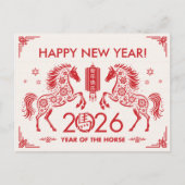 Chinees Nieuwjaar van het Paard 2026 Briefkaart (Voorkant)