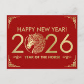 Chinees Nieuwjaar van het Paard 2026 Feestdagenkaart (Voorkant)