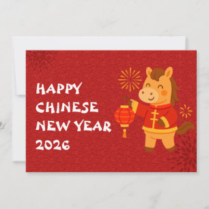 Chinees Nieuwjaar van het Paard 2026 Feestdagenkaart