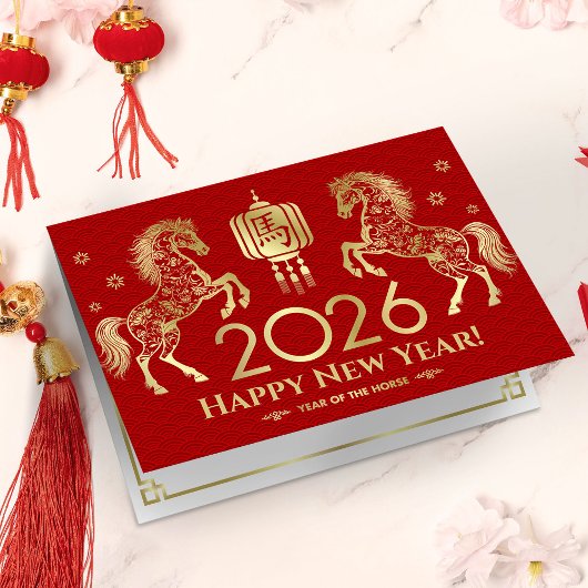 Chinees Nieuwjaar van het Paard 2026 Kaart