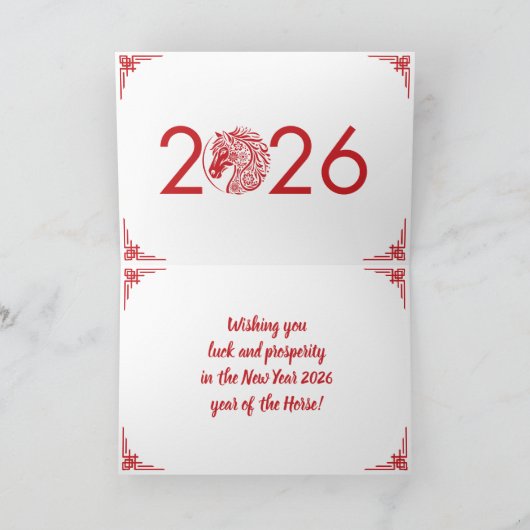 Chinees Nieuwjaar van het Paard 2026 Kaart (Binnen)