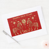 Chinees Nieuwjaar van het Paard 2026 Rechthoekige Sticker (Envelop)