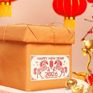 Chinees Nieuwjaar van het Paard 2026 Rechthoekige Sticker