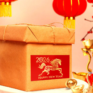 Chinees Nieuwjaar van het Paard 2026 Rechthoekige Sticker