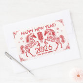 Chinees Nieuwjaar van het Paard 2026 Rechthoekige Sticker (Envelop)